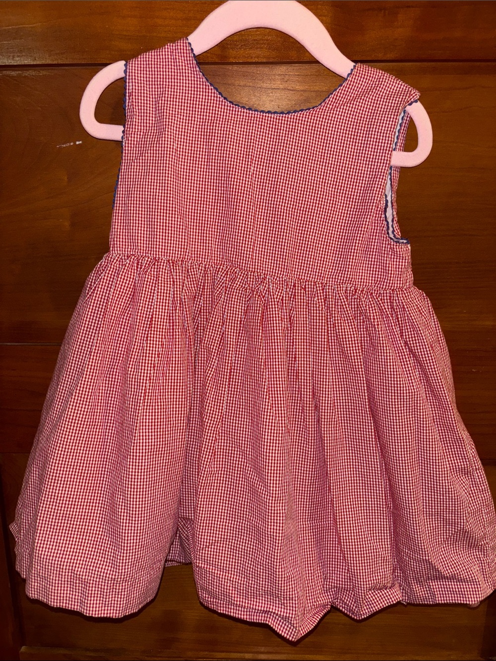 Red Gingham Sleeveless Girls Dress